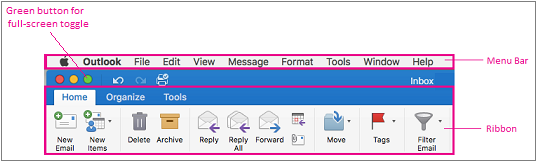 outlook for mac 2016 mail and calendar icons